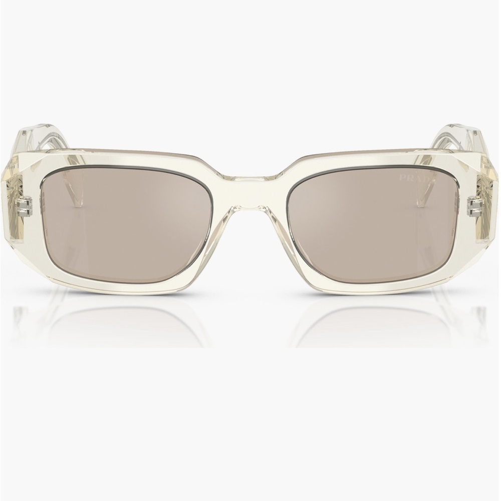 Prada Clear Frame Sunglasses with Brown Lenses